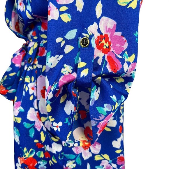 Yumi Kim Romper Small Blue Floral Liz Wrap Tie Waist Pockets - Picture 6 of 12